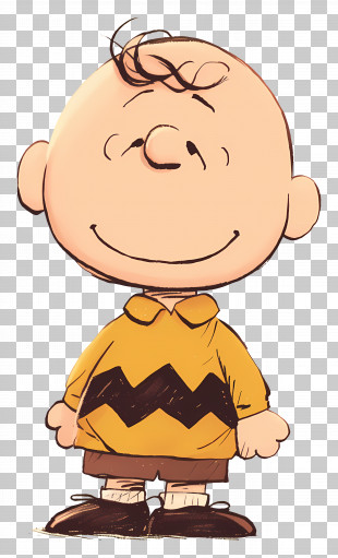 Charlie Brown - Charlie Brown In Yellow Zigzag Shirt PNG