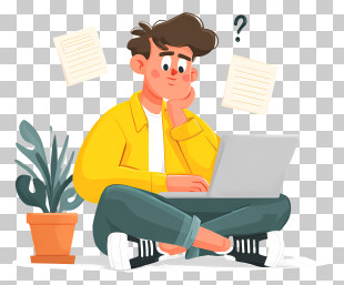 Puzzled Man With Laptop PNG