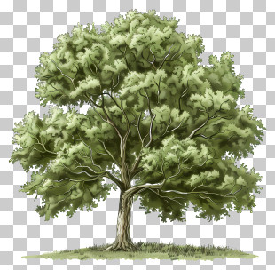 Elm Tree - Green Oak Tree Illustration PNG