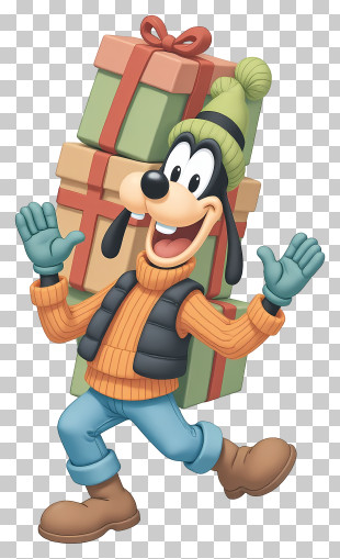 Goofy Christmas - Cartoon Dog Carrying Presents PNG