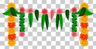 Indian Marigold Toran - Colorful Floral Garland Decoration PNG