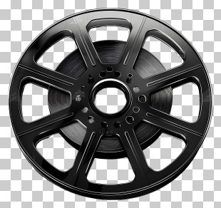 Film Reel - Black Alloy Car Wheel Rim Design PNG