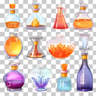 Perfume Bottle - Collection Of Various Colorful Bottles PNG