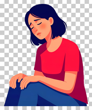 Upset Woman Sitting Alone PNG