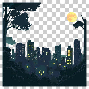 Night City Background - Nighttime Cityscape With Moon PNG