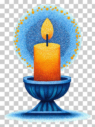 Vintage Candle - Candle In Blue Holder PNG