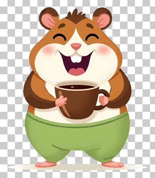 Happy Hamster Drinking Coffee PNG