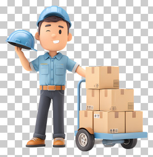 Warehouse Worker - Courier With Stacked Packages PNG