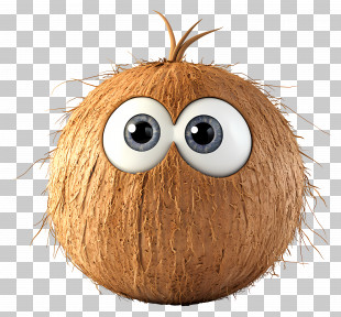 3d Coconut - Coconut With Cartoon Eyes PNG