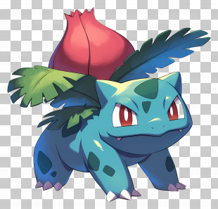 Ivysaur - Blue PokÃ©mon-Like Character With Plant Feature PNG