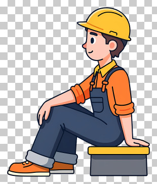 Construction Worker Sitting Relaxed PNG