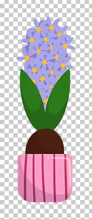 Small Purple Flower - Purple Flower In Pink Pot PNG