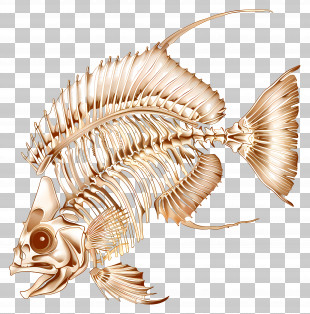 Fish Skeleton - Detailed Fish Skeleton Artistic Illustration PNG