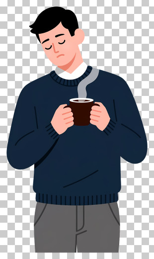 Relaxing Man Enjoying Coffee PNG
