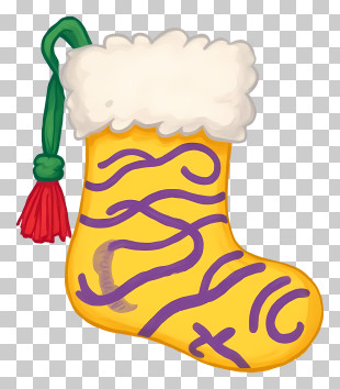 Christmas Stocking - Yellow Patterned Christmas Stocking PNG