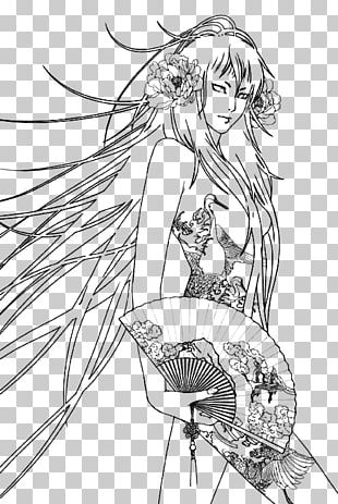 Line Art Woman Black And White Illustration PNG