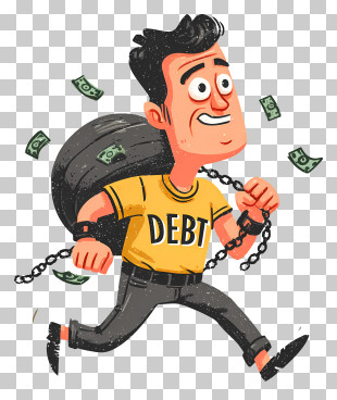 Businessman With Tax Burden - Cartoon Man Running With Debt Burden PNG