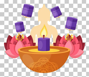 Bodhi Day - Purple Candle And Lotus For Meditation PNG