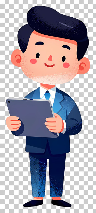 Businessman Holding Tablet PNG