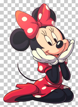 Minnie Mouse - Cartoon Mouse In Polka Dot Dress PNG