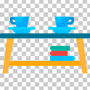 Coffee Table - Shelf Table With Cups And Books PNG