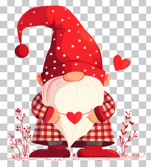 Valentines Day Gnome - Red Gnome Holding A Heart Illustration PNG
