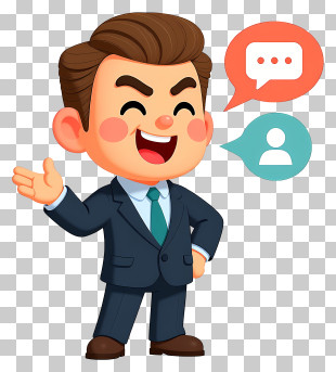 Cartoon Businessman Talking - Winking Businessman With Chat Bubbles PNG