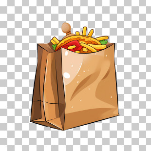 Food Delivery Bag - Paper Bag With Fast Food Illustration PNG
