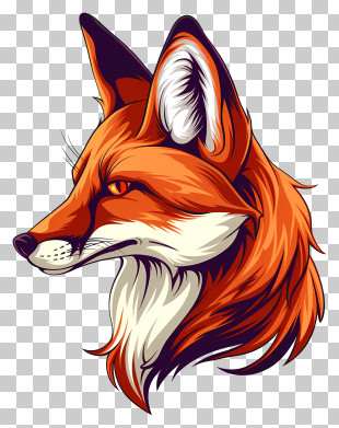 Fox - Stylized Fox Head Digital Drawing PNG