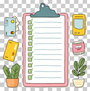Monthly Bills - Checklist With Plants Illustration PNG