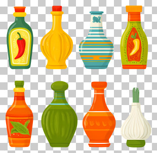 Indian Beverage Condiments - Colorful Bottles Of Sauces And Condiments PNG