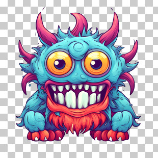 Monster - Blue Cartoon Monster Illustration PNG