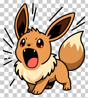 Eevee - Excited Fox-Like Cartoon Creature PNG