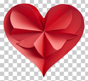 Red Paper Heart - Red Origami Heart PNG