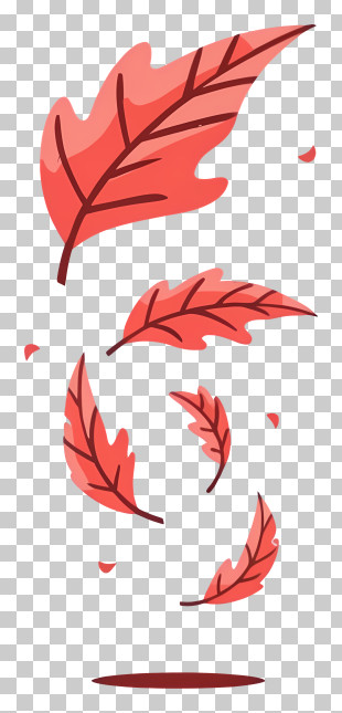 Cartoon - Red Cartoon Leaves Blowing In The Wind PNG