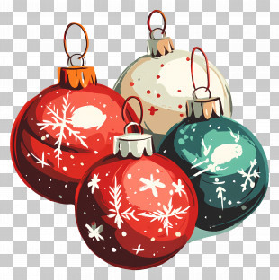 Christmas Decorating - Colorful Christmas Tree Ornaments With Snowflake Designs PNG