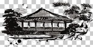 Japanese Architecture Landscape Illustration PNG
