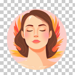 Care Face - Peaceful Woman Portrait With Floral Design PNG
