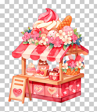 Cute Pink Dessert Stall PNG