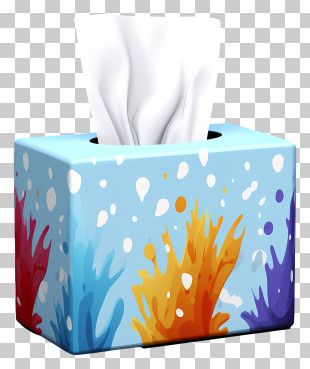 Multicolored Paints Tissue Box - Colorful Tissue Box With Abstract Design PNG