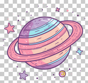 Planet - Saturn-Like Planet Illustration With Rings PNG