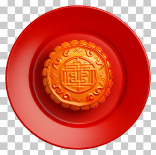 Mooncake On Red Plate - Mooncake On Red Plate PNG