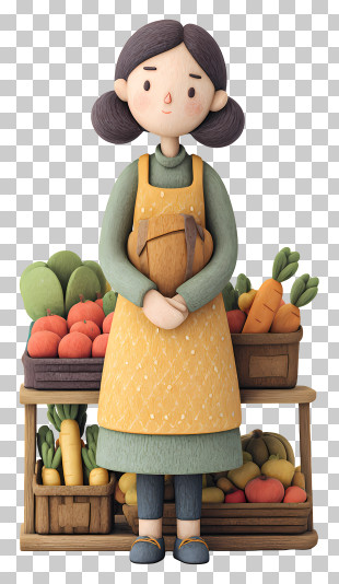 Girl In Market - Woman With Vegetables At Market PNG