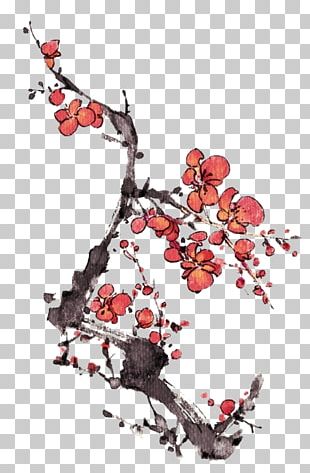 Plum Blossom Chinese Painting Ink Wash Painting Gongbi PNG