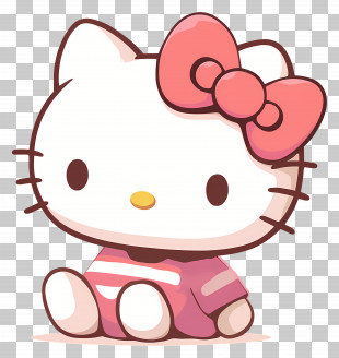 Hello Kitty - Hello Kitty Illustration Sitting Pose PNG