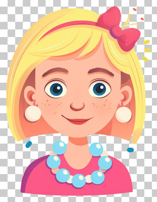 Blonde Girl - Blonde Girl With Pink Bow PNG