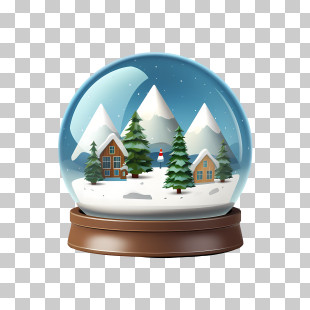 Christmas Snow Ball - Winter Snow Globe With Miniature Scene PNG