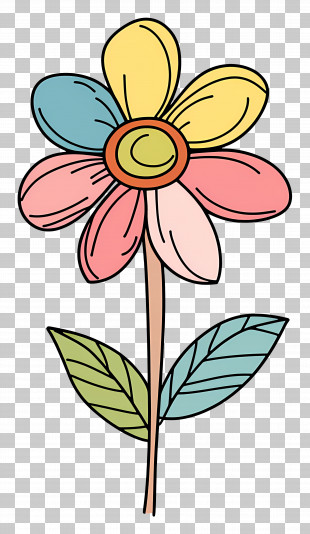 Doodle Flower - Colorful Flower Doodle PNG