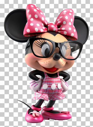 Mouse Minnie Rosa - Cartoon Mouse Character With Glasses PNG