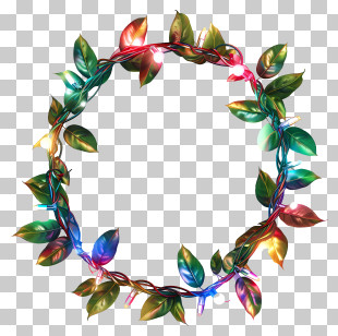 Luminous Garland - Leaf Wreath With Lights PNG
